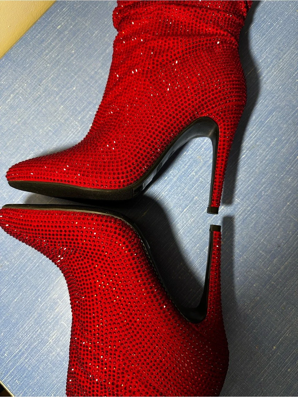 Nine West Red Crystal Slouch Stiletto Boots - Picture 12 of 12